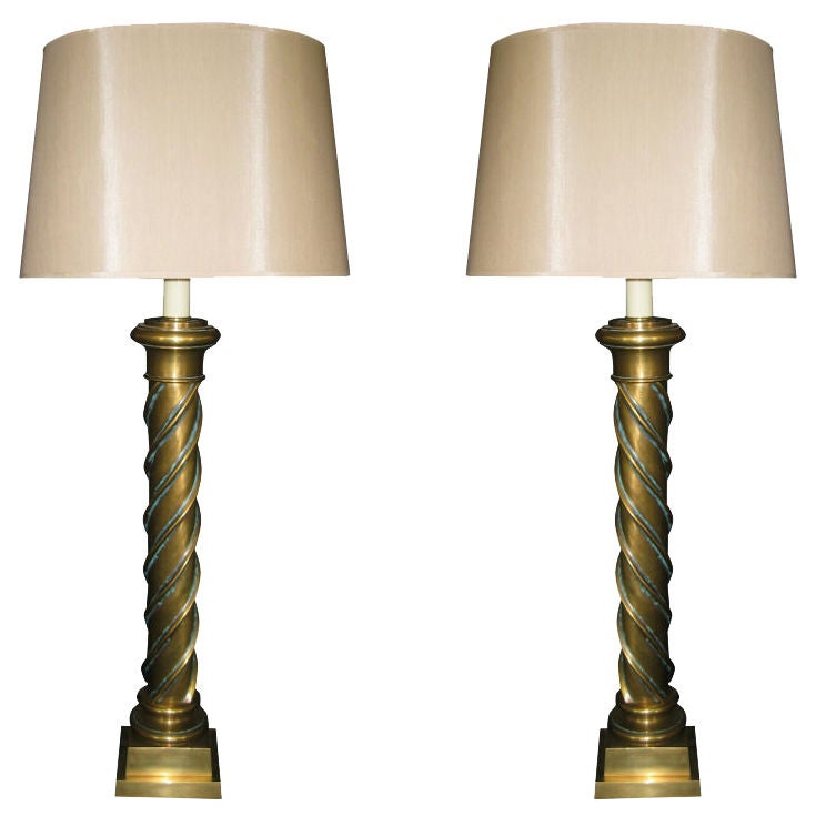 A Pair of Brass table lamps.