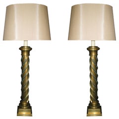 A Pair of Brass table lamps.
