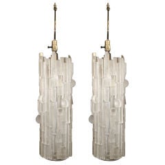 Pair of 1980's  handcut Lucite Montage table lamps.