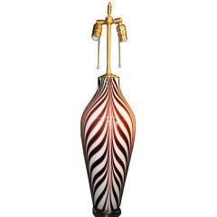 1970's Zebra design Glass vase with Lamp application.