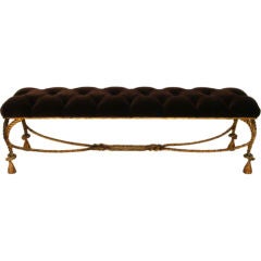 Chocolate Brown Velvet Tufted Italian Bench