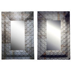 Pair of Scalloped Zinc French Mirrors