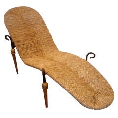 Modern Vintage Rope Chaise with Tapered Legs