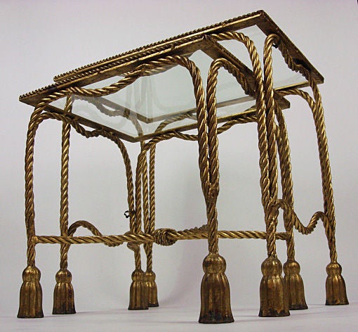 Set of Two Gilded Vintage Nesting Tables