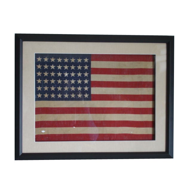 Small Vintage Framed 48 Star American Flag at 1stDibs