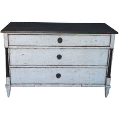 French Three Drawer Dresser with Painted Black Top