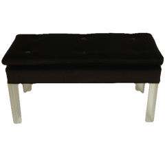 Lucite Bench with Chocolate Velvet Tufted Top