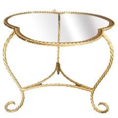 Italian Gilded Metal Clover Shaped Side Table