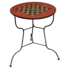 Antique Belgian "Checker Board" Round Bistro Table