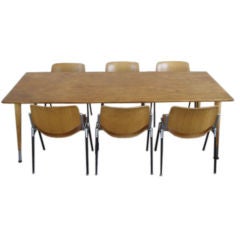 Danish Modern Dining Table with Six Chairs