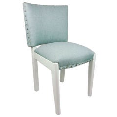Set of 10 Deco Blue Green Linen Dining Chairs