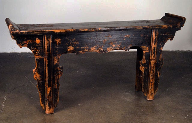 Rustic Rubbed Black Altar Table