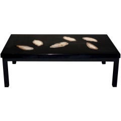 Vintage Signed Ado Chale Black Resin and Agate Coffee Table