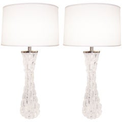 Paire de lampes en cristal Carl Fagerlund pour Orrefors
