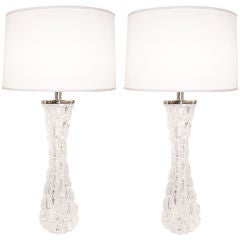 Pair of Carl Fagerlund for Orrefors Crystal Lamps