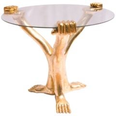 Signed Pedro Friedeberg Gilt Side Table