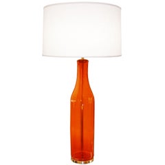 Blenko Large Orange Glass Lamp