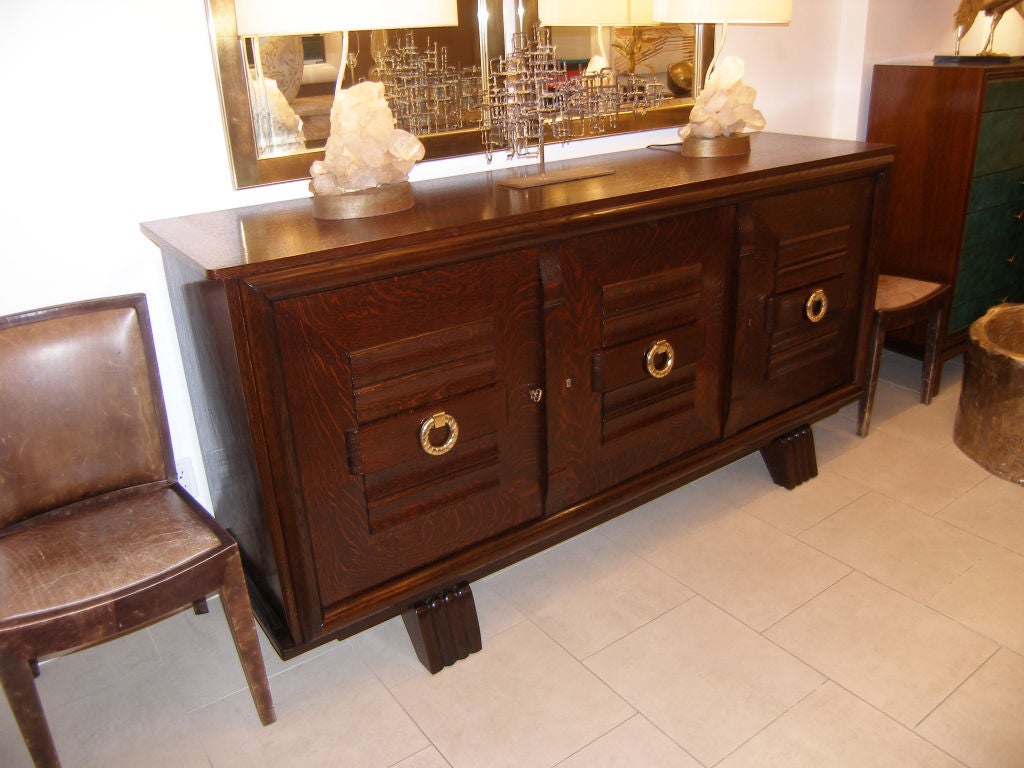 This French tiger oak buffet is on sale and in stock.

French tiger oak buffet with brass pulls.

Circa, 1940's
