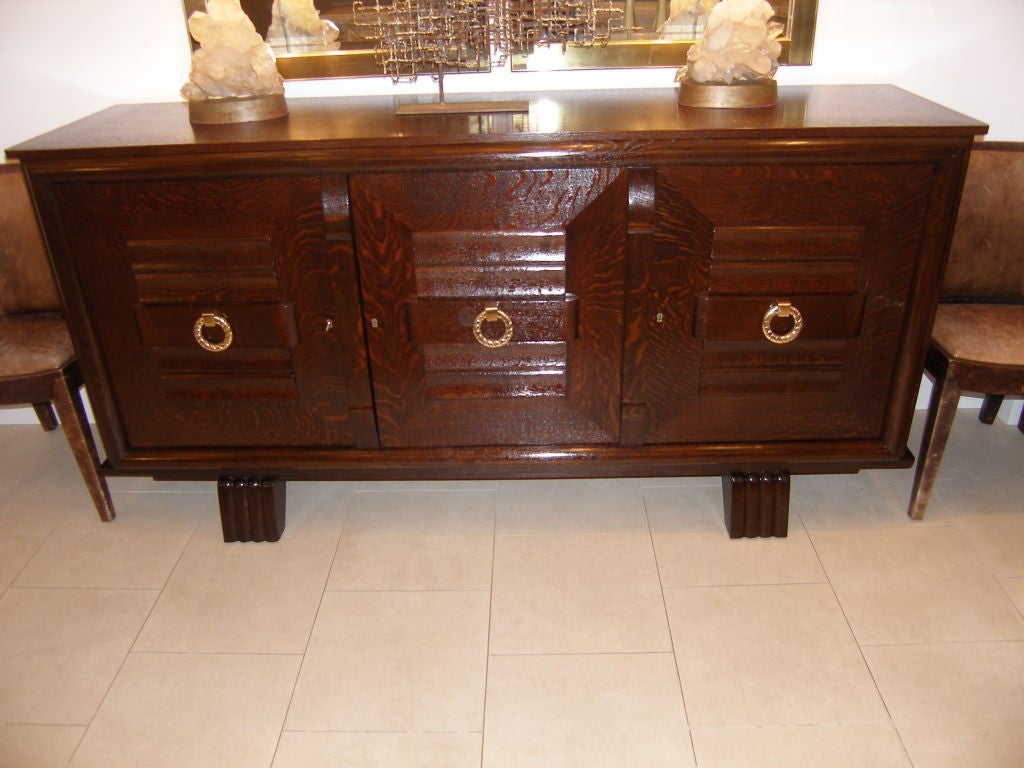 Mid-20th Century French Tiger Oak Buffet, Circa, 1940's For Sale