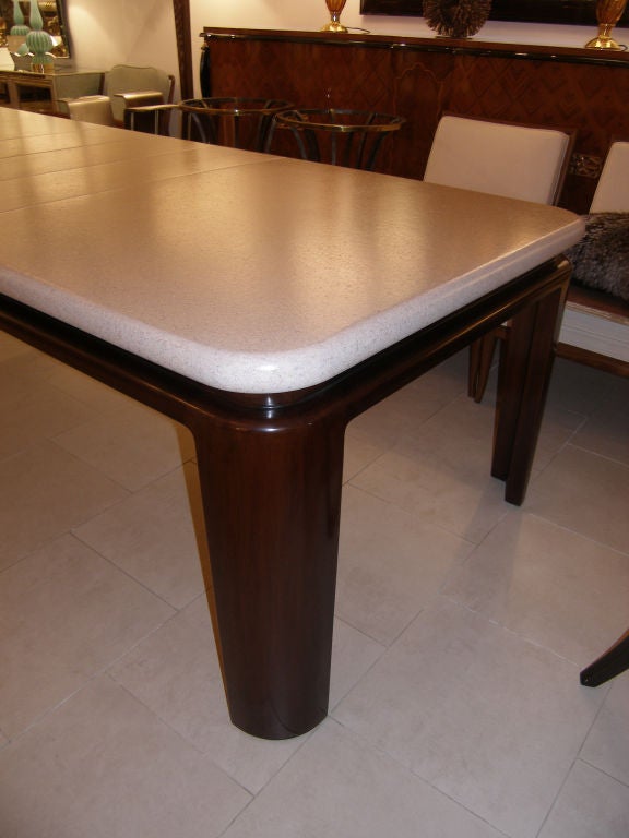Paul Frankl cork top mahogany dining table.

Measurements: 72