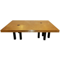 Signed Fernand Dresse Etched Bronze & Agate Coffee Table