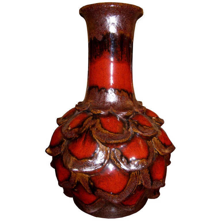 West German Ceramic Flower Petal Vase by Walter Gerhards For Sale