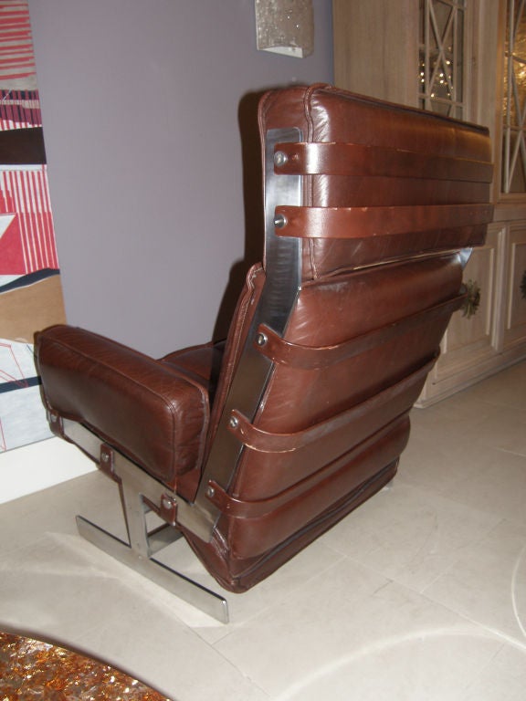 Pair of Arne Norell Steel and Leather Club Chairs