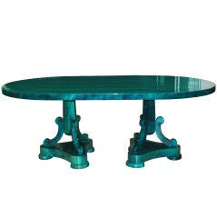 Malachite Green Goatskin Dining Table Attributed to Aldo Tura