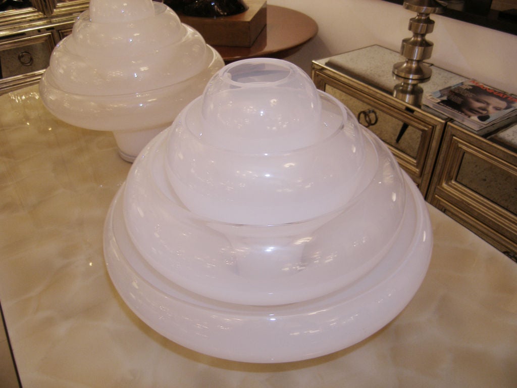 Pair of Carlo Nason for Mazzega Sculptural Glass Table Lamps