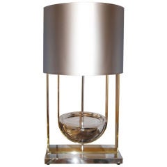 Signed Carzig Polished Steel and Brass Lamp C. 1970
s