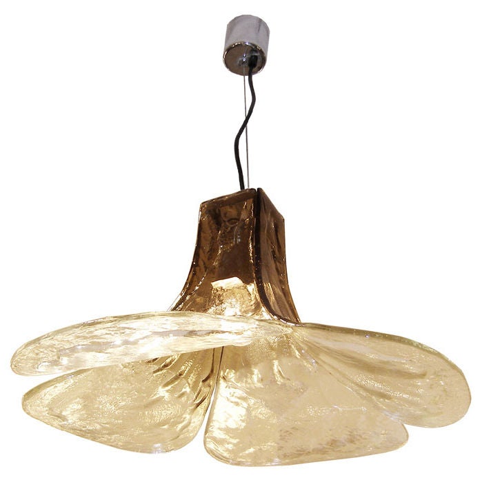 Carlo Nason for Mazzega Light Fixture in Tobacco and Clear Glass For Sale