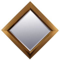 Large Beveled Brass Mirror
