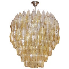 Vintage Venini Pale Amber and Gray Polyhedral Glass Chandelier