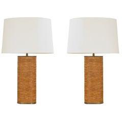 Pair of Table Lamps Covered in Ostrich by Karl Springer