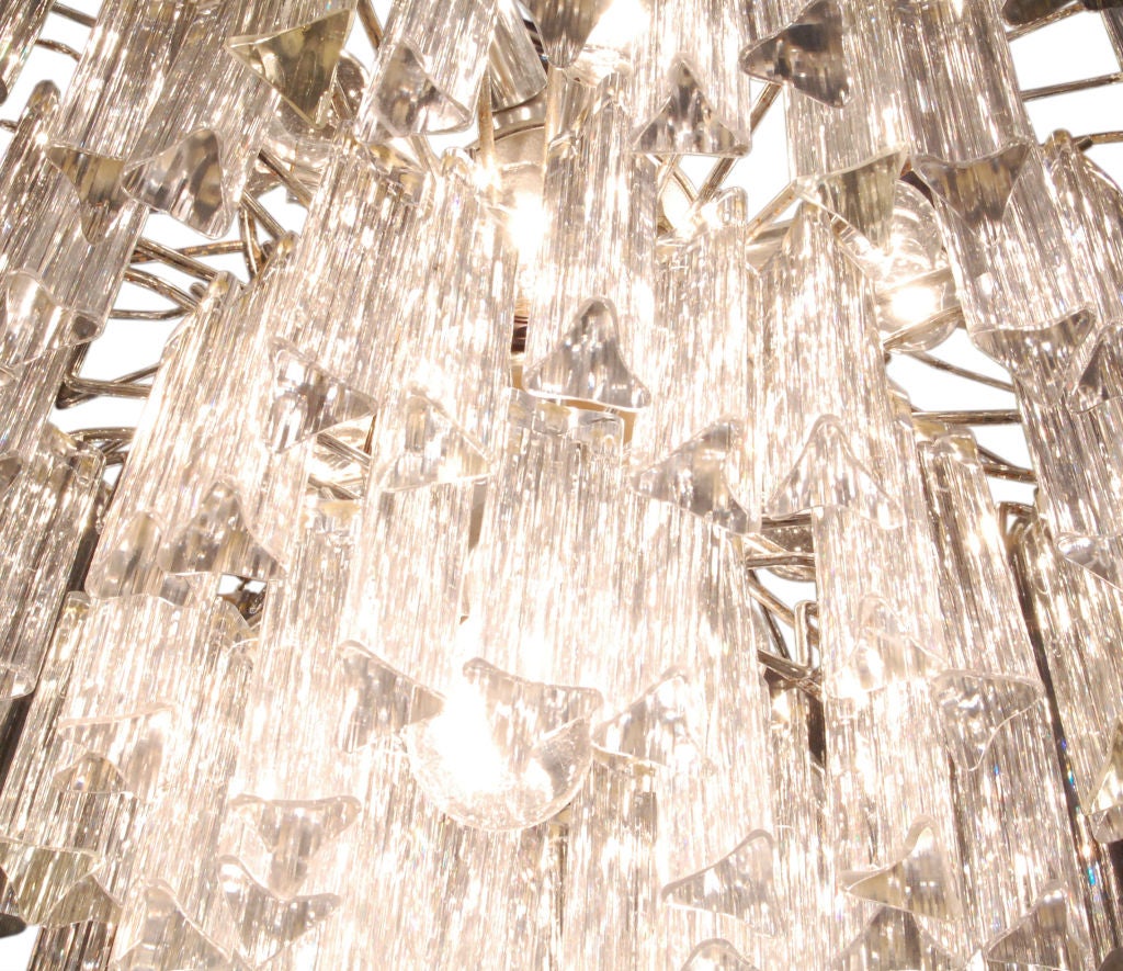 Italian Chandelier with Cut Glass Rods by Venini