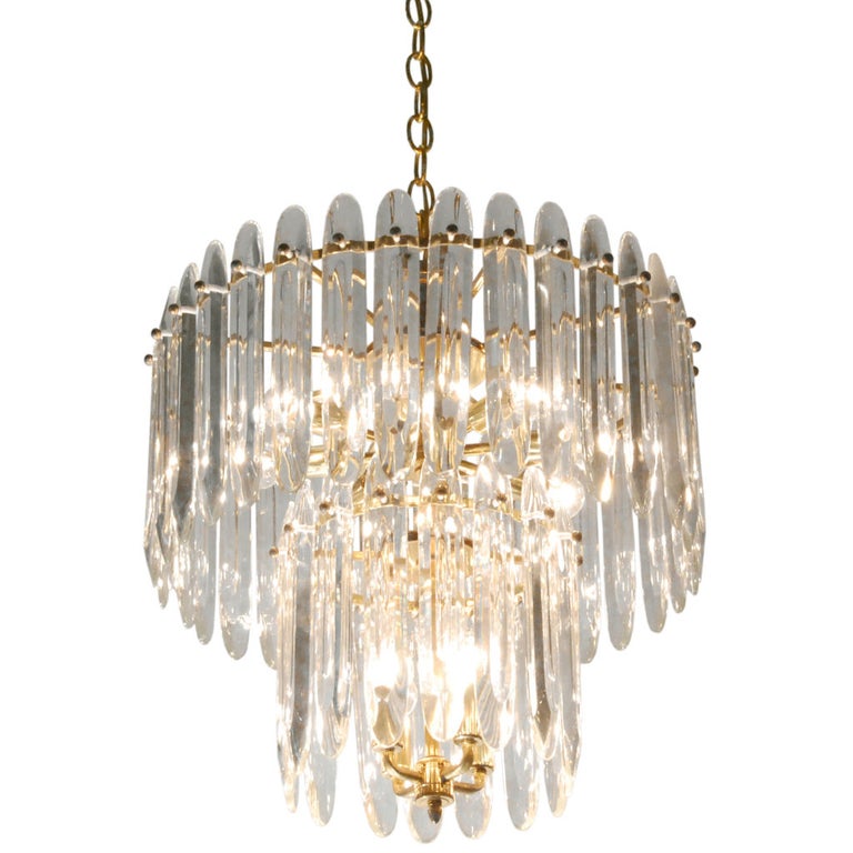 Chandelier with Large Crystals by Sciolari For Sale