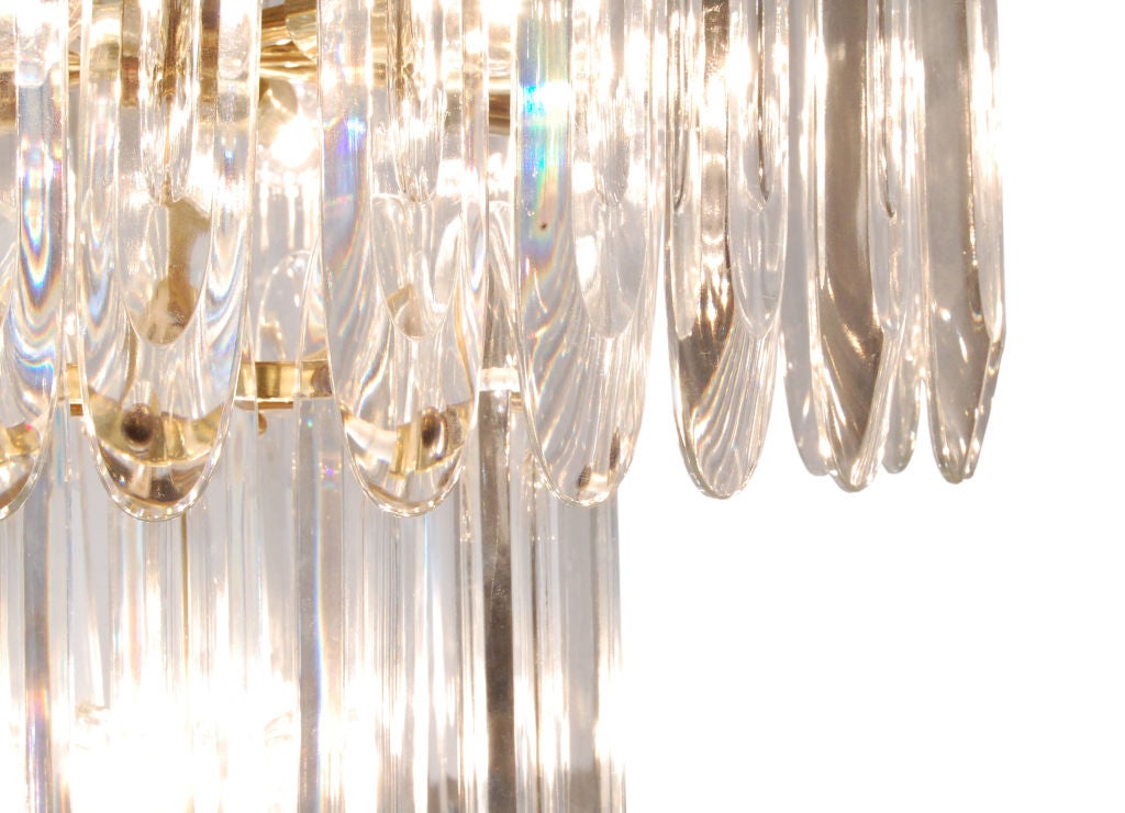 Chandelier with large crystals by Sciolari, Italy 1950s. This chandelier has 12 bulbs. The height on this listing is for the chandelier only (does not include the chain).