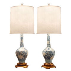Pair of Hand Painted Porcelain Table Lamps by Marbro Lighting