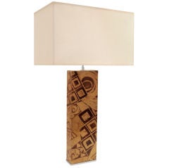 Table Lamp Wrapped in Hand Decorated Leather by Karl Springer