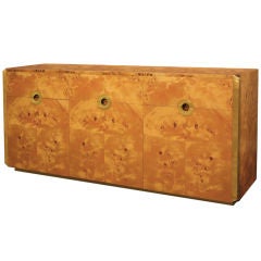 3 Door Credenza in Exotic Burl by Willy Rizzo
