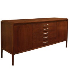 Clean-Line Commode in Walnut with Aluminum Pulls by Widdicomb
