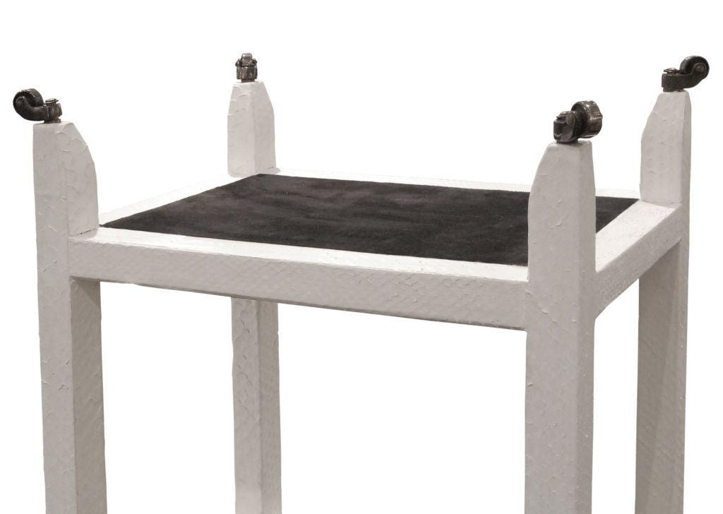 Telephone Table in White Python and Shagreen by Karl Springer In Excellent Condition In New York, NY