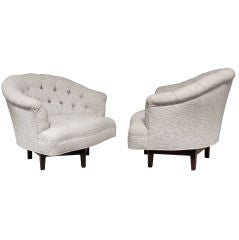 Pair of Swiveling Tufted Back Lounge Chairs by Edward Wormley
