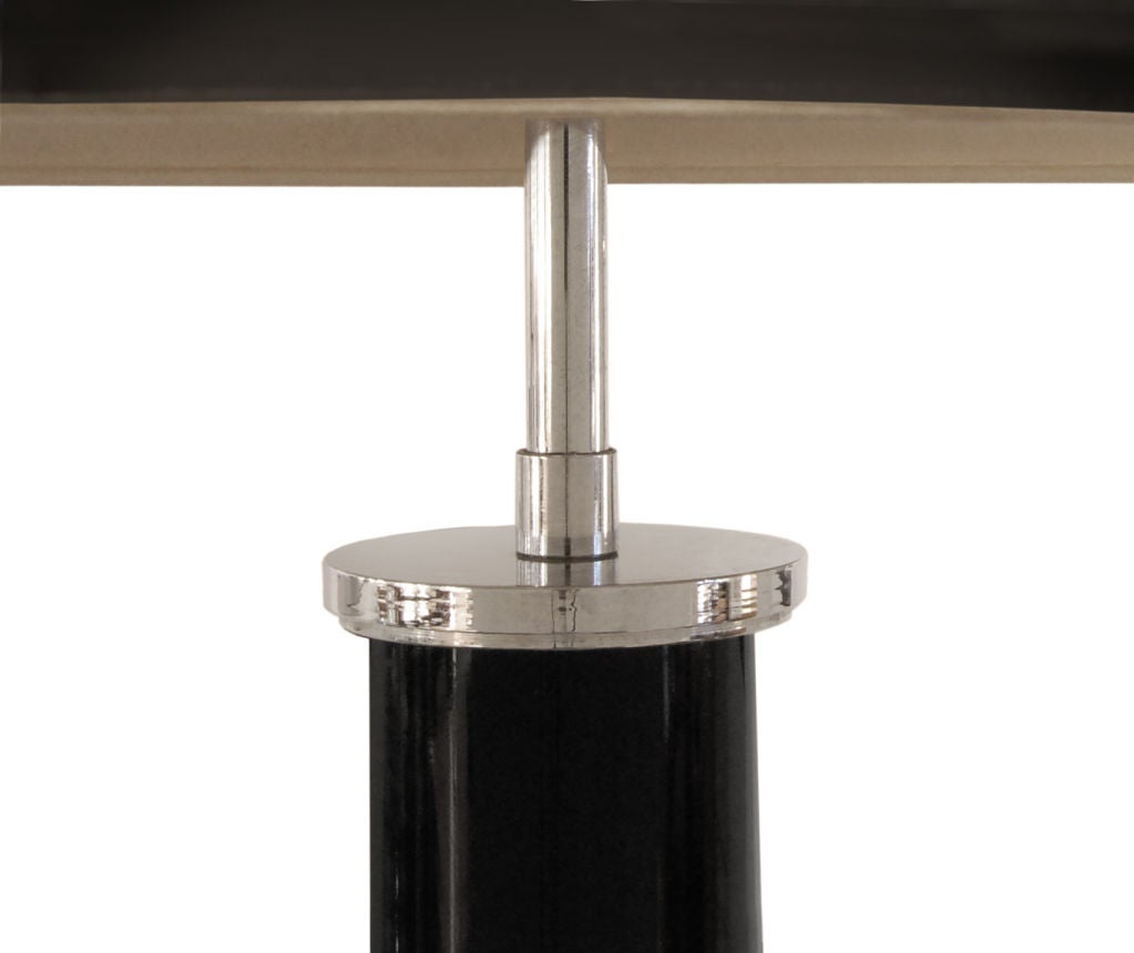 American Floor Lamp in Black Lucite with Steel Accents by Karl Springer