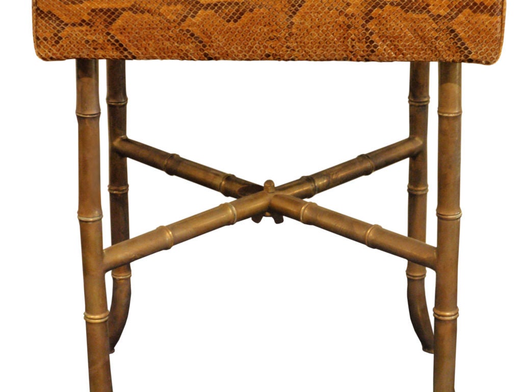 Bench in Brass with Bamboo Motif and Python Seat