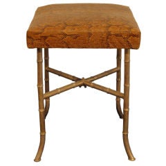Bench in Brass with Bamboo Motif and Python Seat