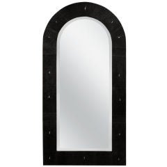 Mirror with Frame Covered in Black Shagreen by Karl Springer