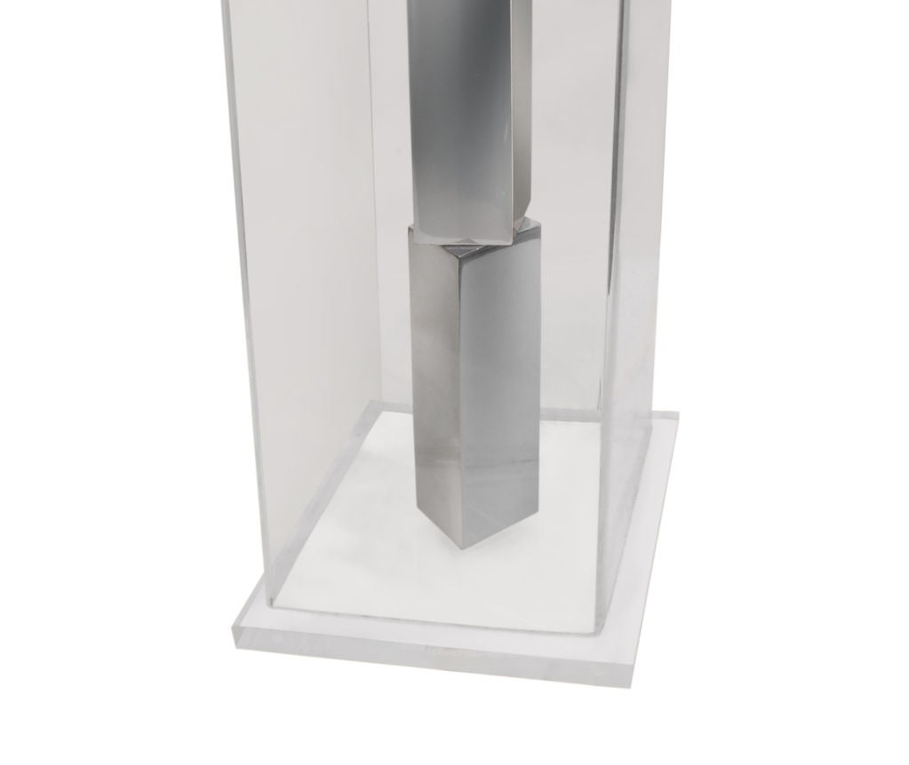 American Pair of Table Lamps in Lucite and Chrome by Laurel Lighting