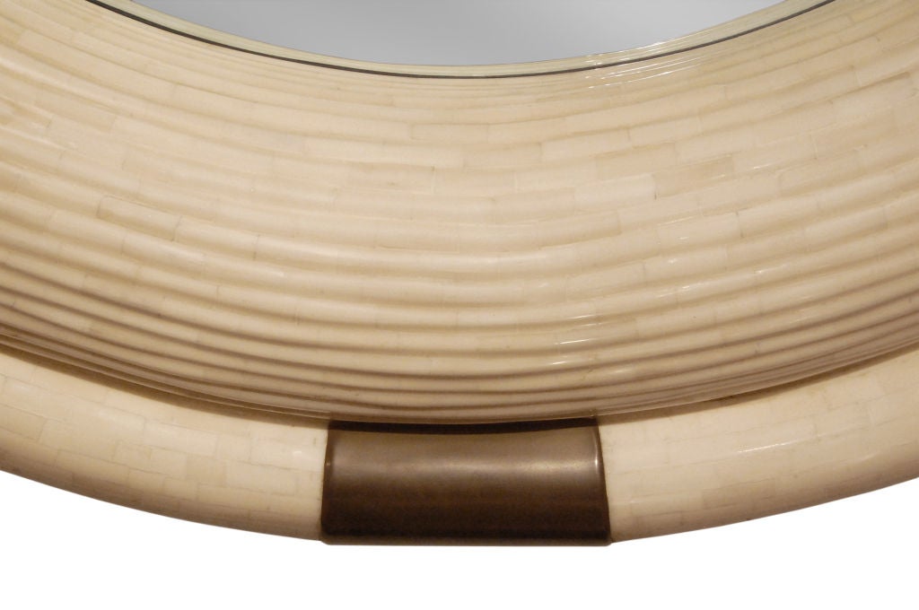 Mirror in Tessellated Bone with Bronze Accents by Enrique Garces
