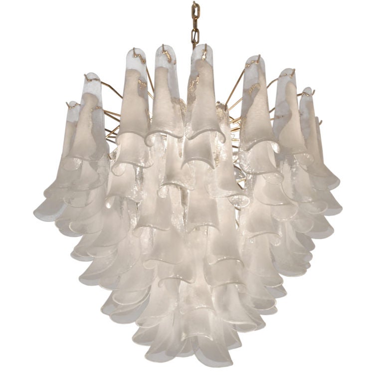 Large Chandelier with Hand-Blown Glass Petals by Vistosi